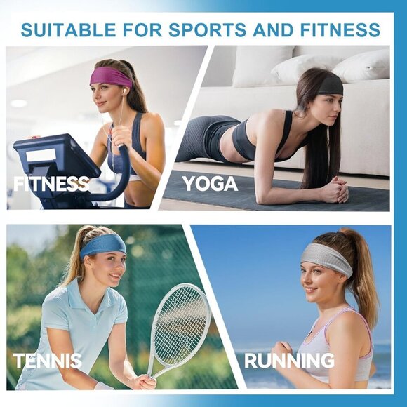 Moisture Wicking Non-Slip Sweatbands Women Running Yoga Gym Sports main image 9
